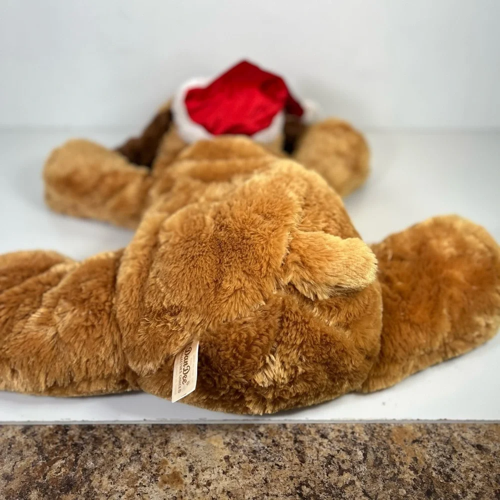 Dan Dee 26” Brown Floppy Puppy Dog Santa Hat Soft Plush Stuffed Toy‎ Christmas